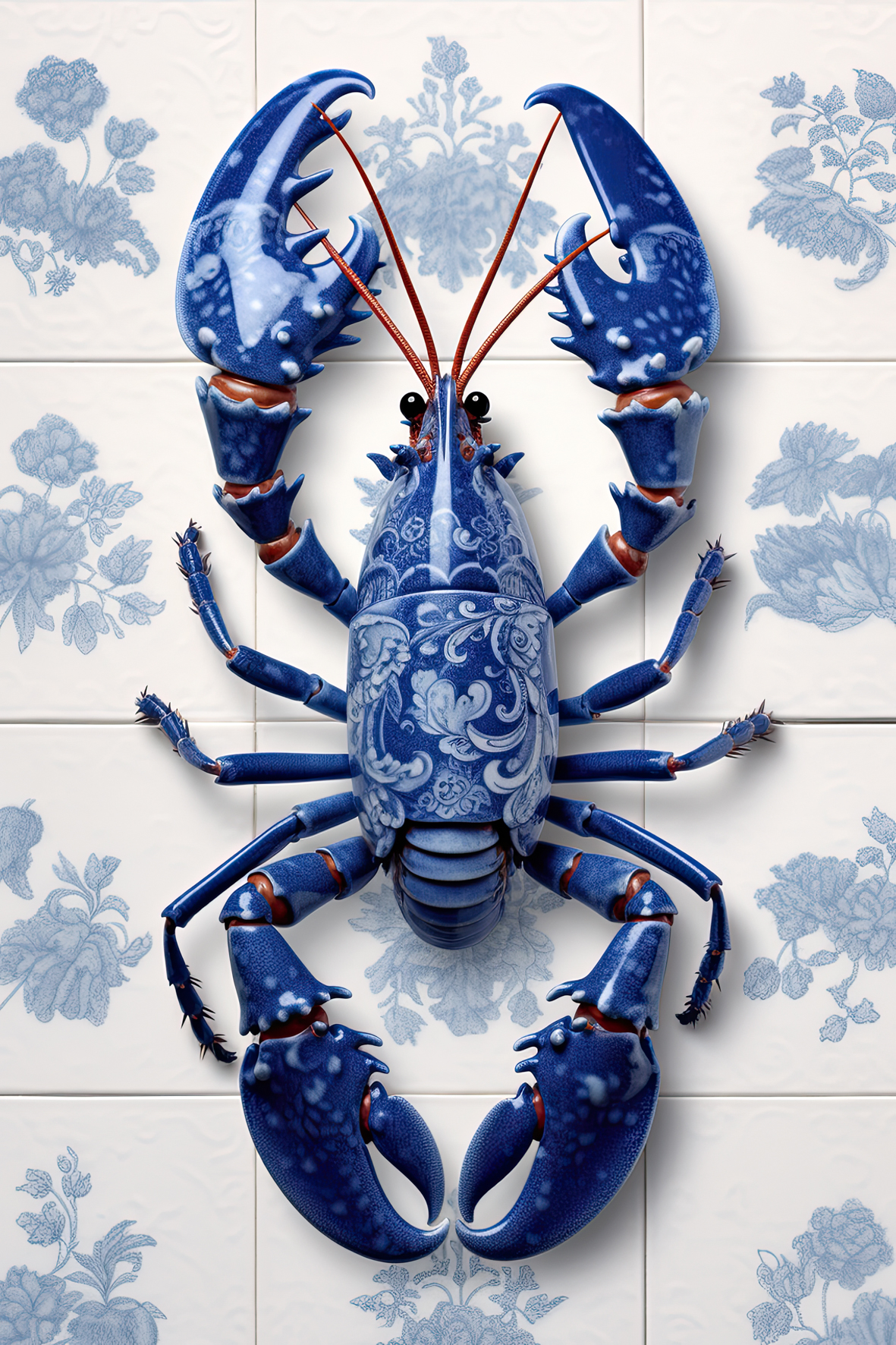 Lobster Luxe - Delft Blue Kitchen Tile Beauty Marianne Ottemann